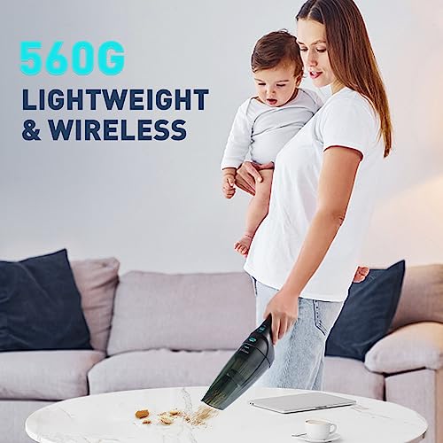 HOMEKANE Handstaubsauger, Handstaubsauger Akku mit Ladestation, 9500Pa Autostaubsauger mit Waschbar HEPA-Filter, Auto Kabellos Staubsauger für Büro Genutzt, Haus, Küche, Tierhaare