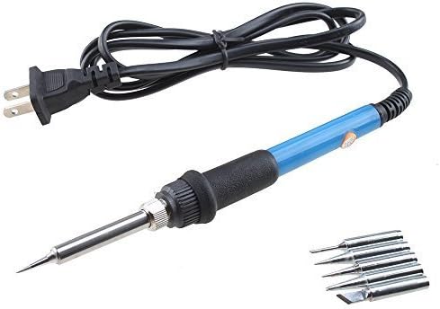 60W 110V Pencil Type Adjustable Electric Temperature Gun Welding Soldering Iron Tool with 5 Piece Solder Iron Tips Kit