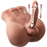 AUSLOVE Male Sex Doll for Women with 7.1in Telescoping Huge Dildo, 11.5LB Realistic Torso Sex Dolls for Men with Tight Anal, 2 in 1 Unisex Masturbator Sex Toy for Gay Couple, Brown