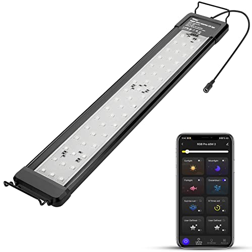 hygger 35W Smart Aquarium Light, Bluetooth LED Light with App Control, Full Spectrum Fish Tank Light with 24/7 Lighting Cycle, 5 Modes, Adjustable Timer, for 24'-30' Freshwater Planted Tank