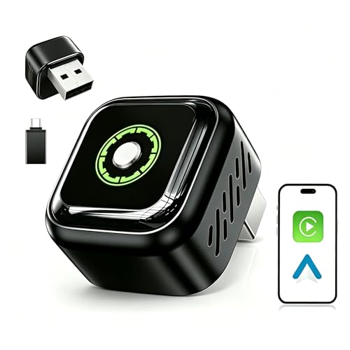 Adaptador CarPlay Inalámbrico Android Auto: Adaptador Inalámbrico 2 en 1 para CarPlay y Android Auto con USB/Tipo C Plug & Play Convierte Cableado a Inalámbrico Compatible con iOS 10+ y Android 11+
