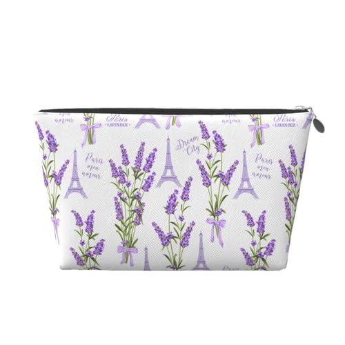 Trousse de maquillage violette Tour Eiffel, trousse de toilette de voyage, trousse de maquillage pour femme, trousse de maquillage en cuir, jolie pochette de maquillage, Argenté, One Size