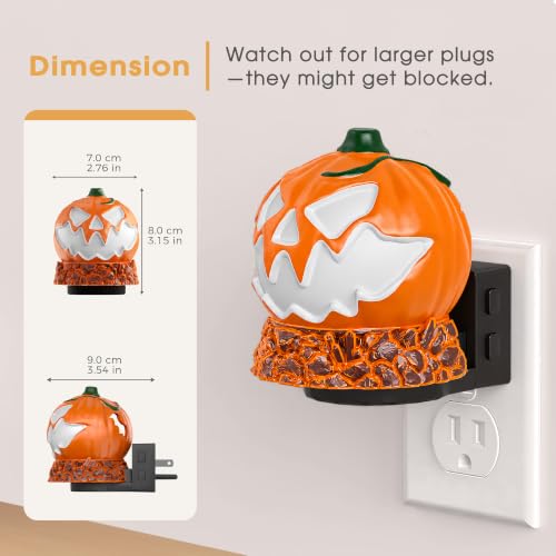 Image of Briignite Pumpkin Projector Night Light, RGB & Warm Halloween Night Light | Halloween night lights plug into wall pumpkin projector, 9 RGB colors plus warm white, dusk to dawn, Halloween decor party