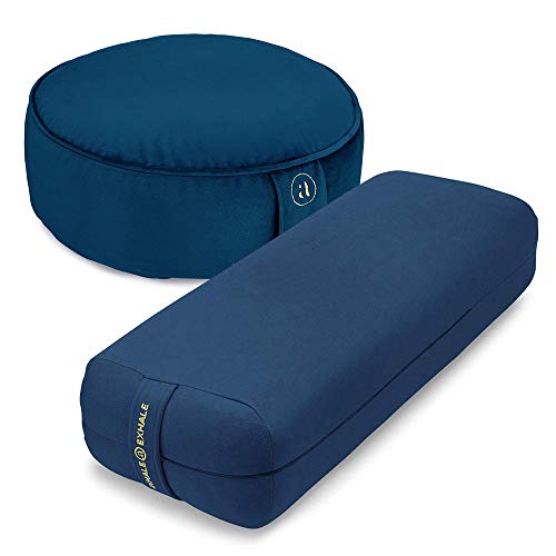 AJNA Buckwheat Meditation Cushion and Yoga Bolster Pillow Set of 2