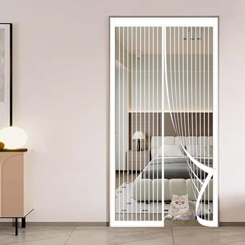 Moustiquaire porte aimantée 101x288 cm blanche avec maille ultra fine - 2