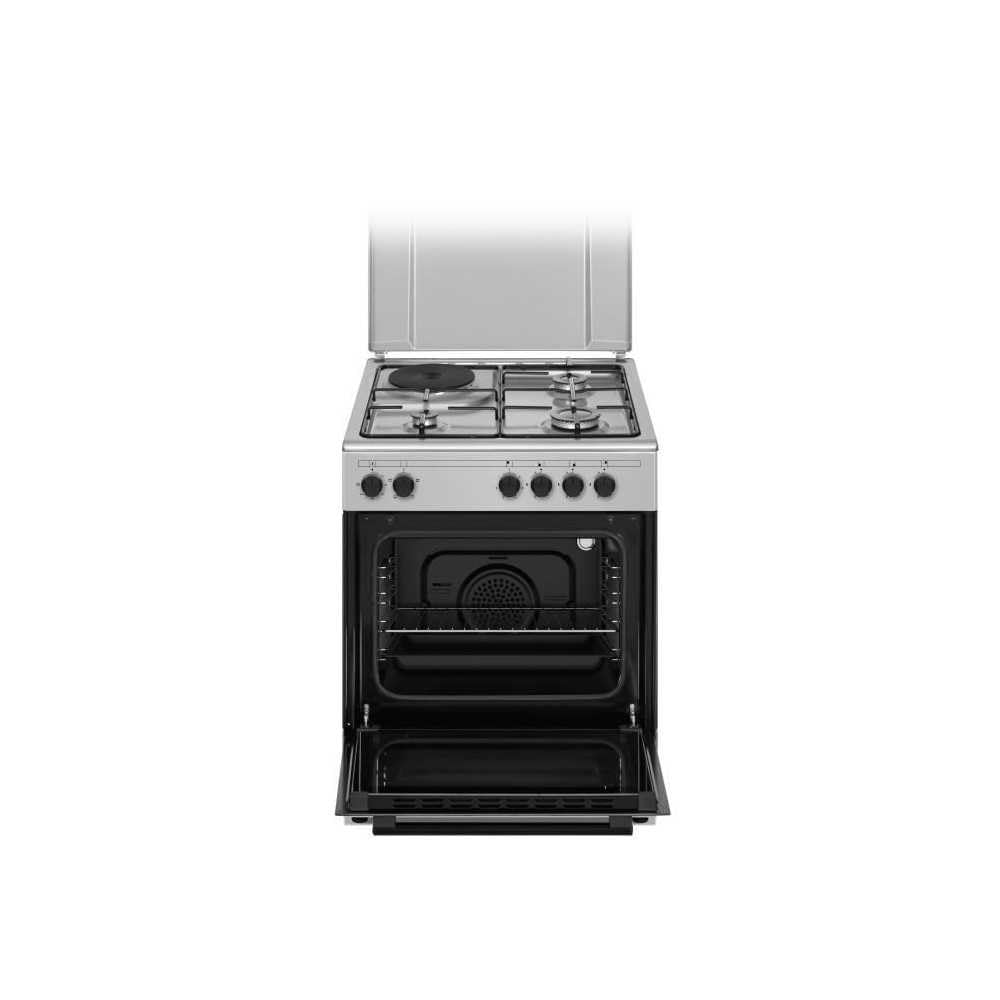 Cuisiniere mixte CONTINENTAL EDISON CECM60FCS - 3 feux gaz + 1 électrique - L59,8 x P61 xH83 cm - Silver