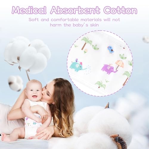 Image of 4 Pack Umbilical Cord Belly Band, Soft Cotton Adjustable Newborn Navel Wrap, Cartoon Elephant Baby Tummy Protector for 0-12 Months Infant Gift