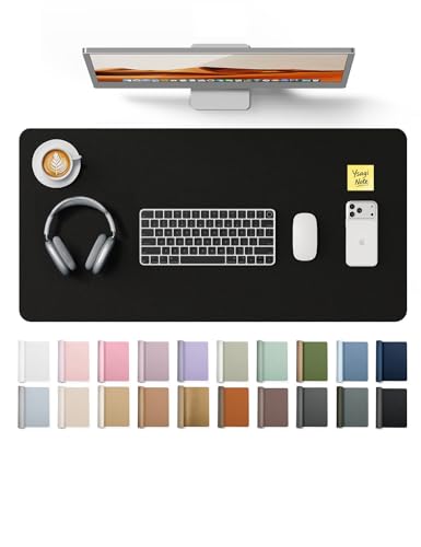 YSAGi Leather Desk Mat, Large Mouse Mat, Non-Slip Desk Pad, Waterproof Leather Table Protector Writing Pad for Office and Home (80 x 40 cm, Black)