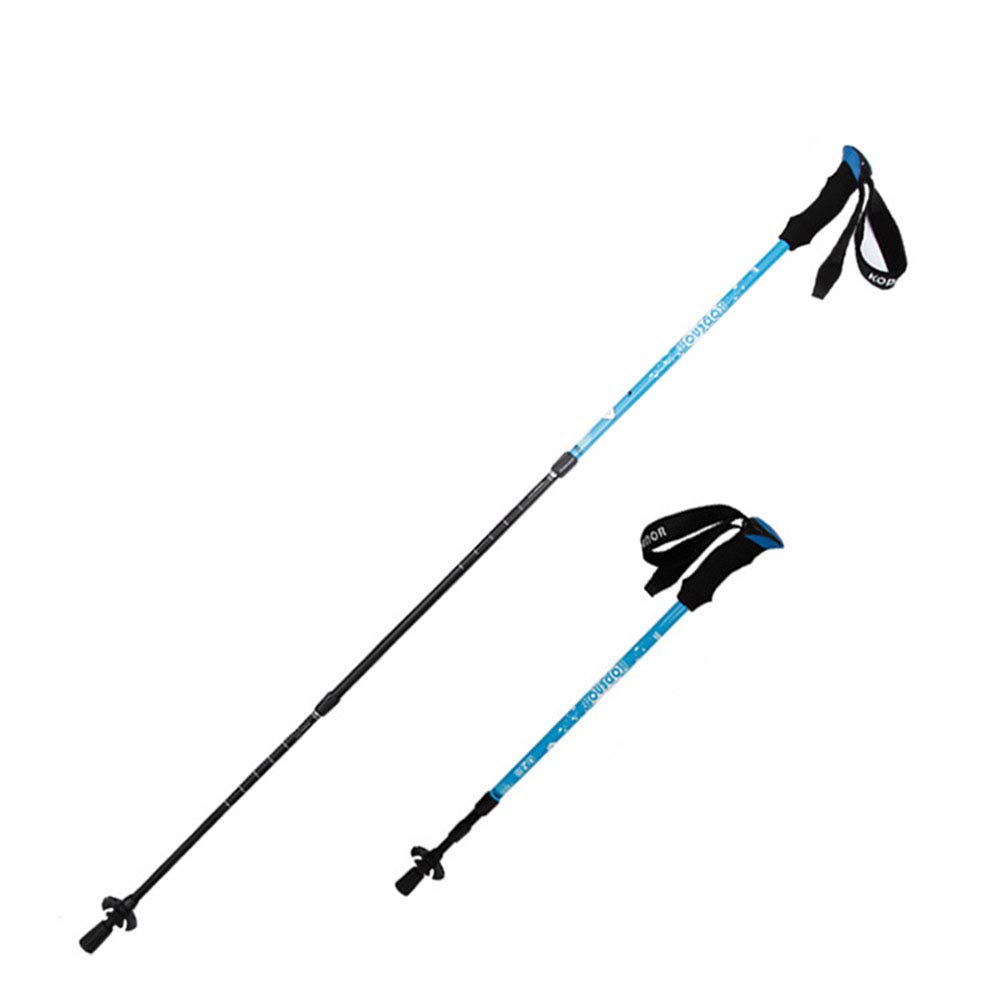 Kije trekkingowe do nordic walkingu 2-pak z systemem mocującym 7075 ze stopu aluminium 3LS, z antypoślizgowym rękawem do przeciągania błotem na wędrówki, kemping, góry, spacery, niebieski