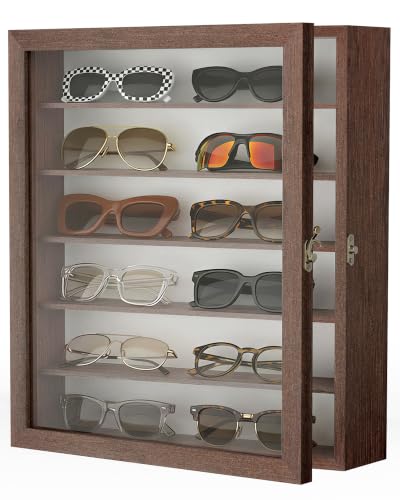 TJ.MOREE Sunglass Organizer Wall Mounted Glasses Holder Display Case 6 Tier