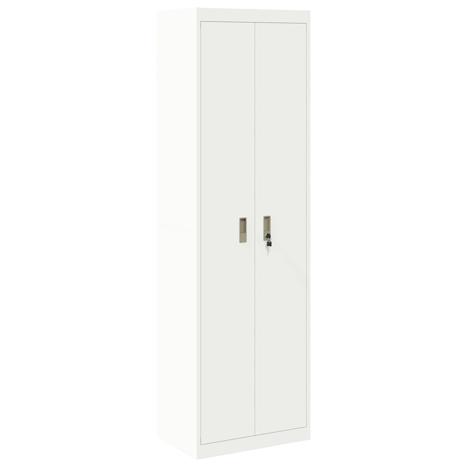 Armoire de rangement blanche en acier 60 x 40 x 200 cm, armoire de bureau verrouillable avec surface revêtue de poudre, armoire polyvalente robuste
