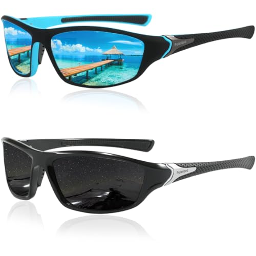 2 szt. Sportowe okulary przeciwsłoneczne dla mężczyzn, spolaryzowane, męskie sportowe okulary przeciwsłoneczne do wędkowania kolarstwa golfa ochrona Uv400 Pêche Le Vélo