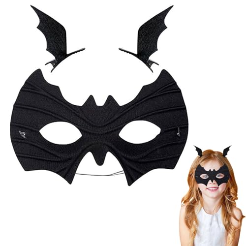 COUOCRE Fledermaus Maske und Haarspangen Set, Schwarze Halloween Augenmaske mit Fledermausflügel Haarspangen, Kostüm Zubehör für Maskerade, Karneval, Cosplay und Party