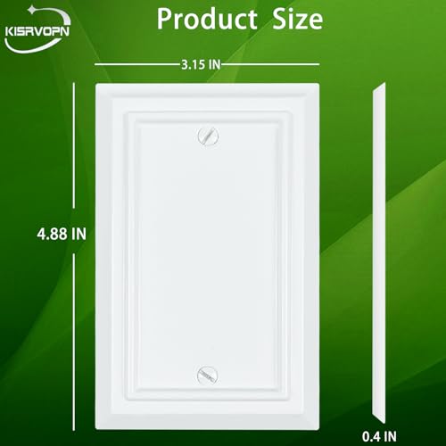 Pure White Decorative Outlet Covers Wall Plates, Bamboo Fiber Light Switch Covers, Natural Material Electric Receptacle Switch Plate Outlet Cover of various styles (1 Gang Blank 4 Pack) by Kisrvopn - Image 2