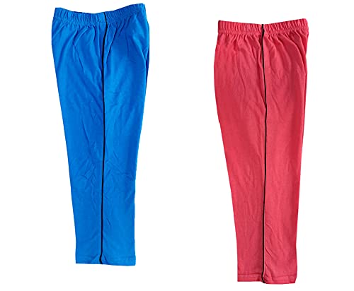 Image of indi weaves Girls Cotton Solid Capri 3 /4th Leggings (Pack of 2)