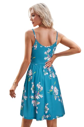 Image of STYLEWORD Womens Sundress Summer Floral Wrap V Neck Backless A-Line Casual Beach Midi Dress