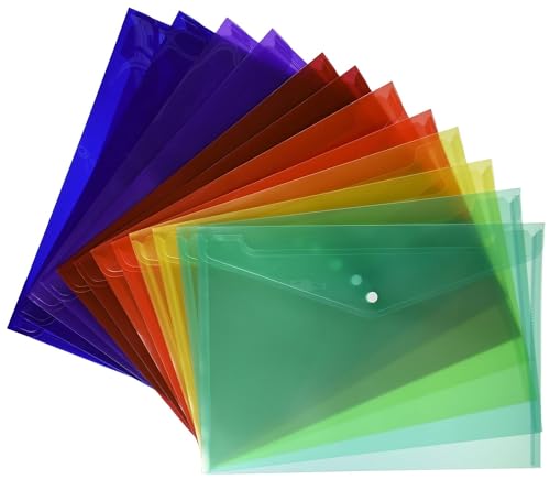 Image of MOOLYAVAAN Products A4 Size File Organize Envelope Documents File Multicolor Transparent Envelope Holder Storage Case (Random Color) (6 Folder)