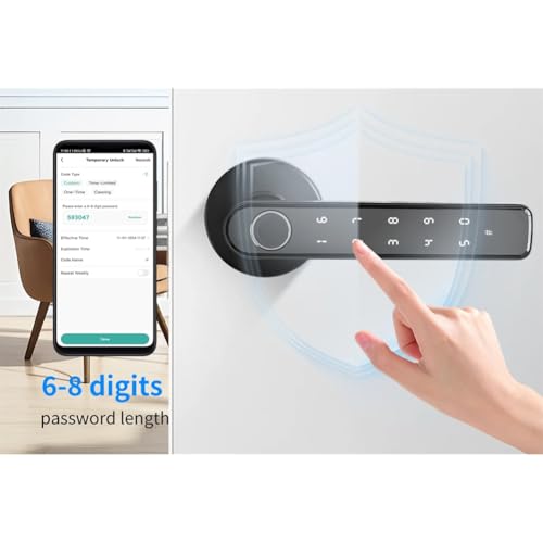 Serrure biométrique Bluetooth Tuya pour sécuriser une porte sans clé avec code et empreinte - 5