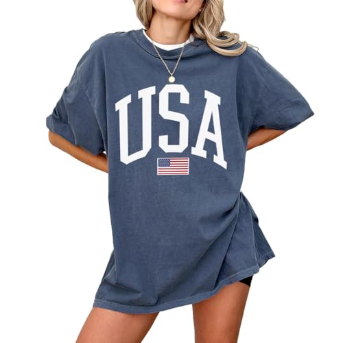 USA T-Shirt for Men, Women, Unisex - Vintage American Flag Graphic Tee - Patriotic Short Sleeve Crew Neck Top - 100% Cotton