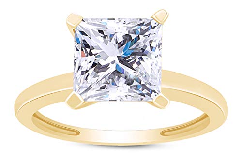 Jewel Zone US Princess Cut White Cubic Zirconia Anniversary Solitaire Ring in 14k Gold Over Sterling Silver (0.75 Carat)