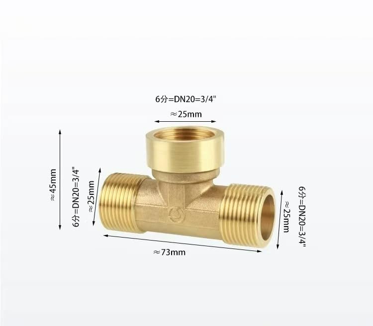 Raccordo a T in ottone, adattatore filettato BSP a 3 vie, accoppiamento filettato femmina e maschio, dimensioni disponibili 3/4", 1", 1 1/4", 2" per tubazioni idrauliche dell'acqua e aria (1,11/2" FFF