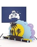 Tarjeta 3D 'Honeymoon - Sunset Beach' – Tarjetas pop up como tarjeta de viaje, tarjeta de cumpleaños, tarjeta de boda, vacaciones y playa para viajes de boda – paquete de regalo y vale de hotel