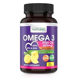 Built by Nature Omega 3 Fish Oil 3600mg – High Strength Supplement for Heart, Brain & Joint Health – 180 Softgels