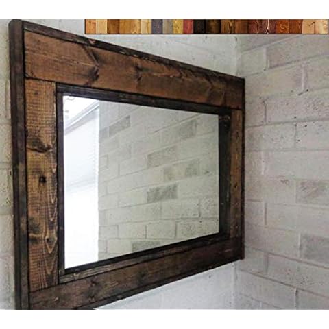 Herringbone Reclaimed Wood Framed Mirror, Available in 5 Sizes and 20 Stain colors: Shown in Dark Walnut - Large Wall Mirror - Rustic Modern Home - Home Decor - Mirror - Housewares - Woodwork - Frame Cover
