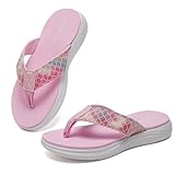 WateLves Girls Flip Flops Non-Slip Casual Thong Sandals Summer Sandal Shoes for Beach Swim Pool (Pink-Glitter Scale,33)