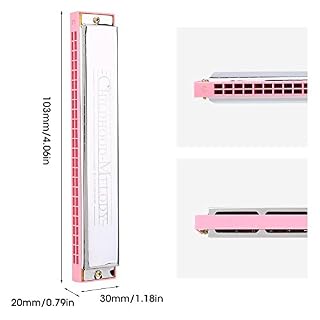 gaita de boca profissional,Kids Clearly Colorful Translucent Clé Harmonica colorée de C 24 trous, Harmonica C avec étui replacement pour débutants(Rose) – Image 6