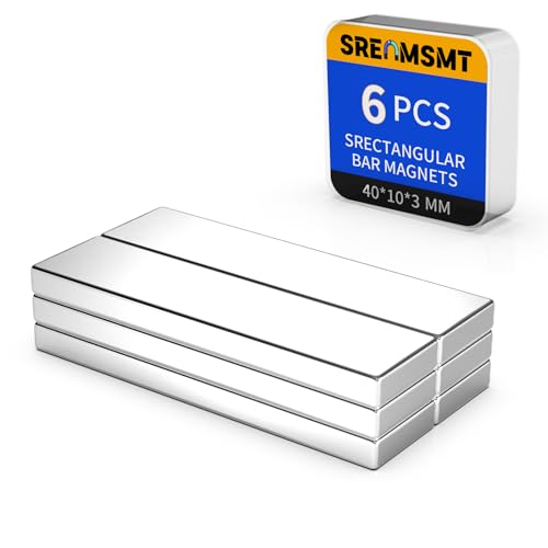 Image of Powerful Neodymium Bar Magnets, 6 Pack Heavy Duty Magnet, 40x10x3 mm | Rare Earth Magnets, Rectangular Magnets, Small Magnet Strong for Fridge, DIY, Garage, Kitchen, Science, Craft, Office
