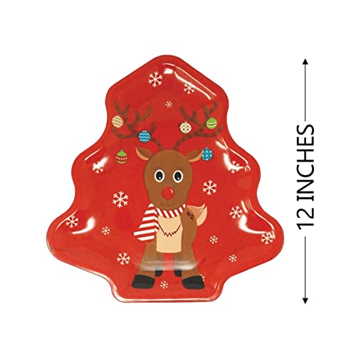 Holiday Tray, Christmas Tree Shaped Platter In Santa, Reindeer And Christmas Tree Designs #TOP4