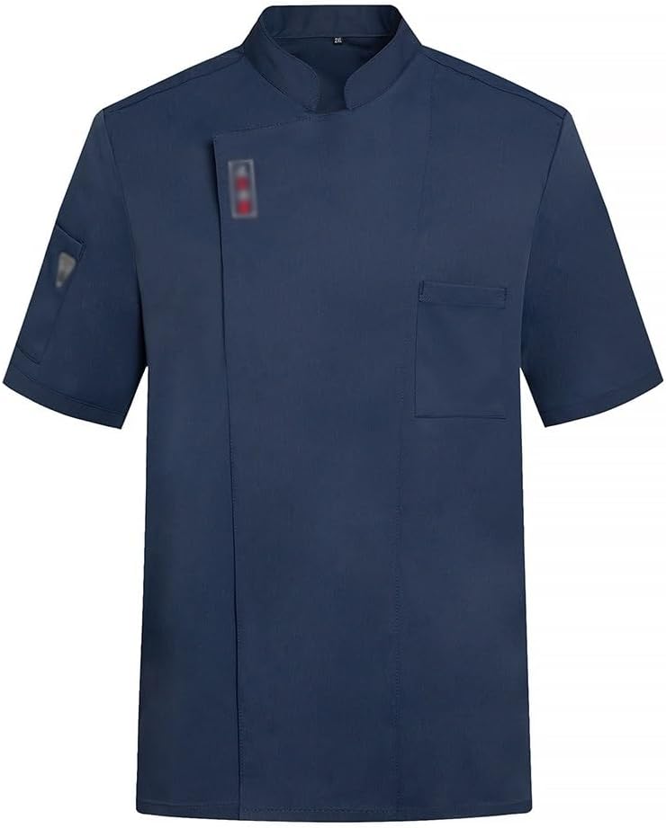 Chef Coat Jacket Short Sleeve Kitchen Work Uniform Summer Breathable Shirt for Food Service, Bakers Culinary
