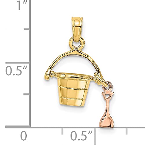 14K Rose Yellow Gold 3 D Beach Bucket Shovel Charm Necklace Pendant Seashore Life Fine Jewelry For Women Gifts For Her #TOP2