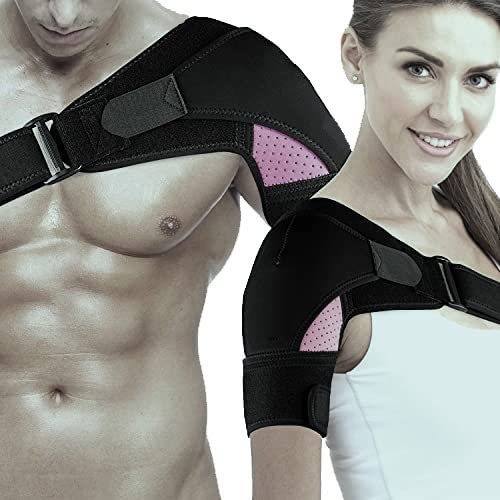 Image of TIMA Shoulder Brace for Women & Men - Pain Relief for Torn Rotator Cuff, Support and Compression - Sleeve Wrap for Shoulder Stability and Recovery - Fits Left and Right Arm (Pink)
