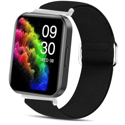 Lamshaw RUIMEN�X�}�[�g�E�H�b�`�p�o���h�A22mm�X�g���b�`�G���X�e�B�b�N�i�C�������߉\�Ȍ����p�X�g���b�v�A�N�Z�T���[ �j�����p RUIMEN D1 1.8�C���`�X�}�[�g�E�H�b�`�ɑΉ� (�u���b�N)