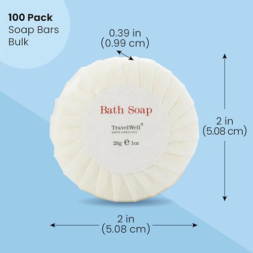 Bar Soap Bulk - 100 Pack, 1.0 oz Travel Size Soap Bars - Individually Wrapped For Hotels and Motels - Great for Vacation Rental and Airbnb Toiletries or Hygiene Kits Supplies