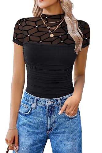 Avidlove New Years Eve Outfits Short Sleeve Bodysuit Turtle Neck Body...