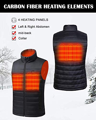 Venustas Men's Heated Vest With Battery Pack 5V, Ykk Zippers And Water&Wind Resistant (Black, Large) #TOP1