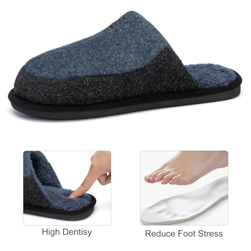 Image of GOEWY Mens Two-Tone House Slippers with Memory Foam Cozy Warm Slip On House Shoes for Indoor Outdoor Gifts for Men Him Dad