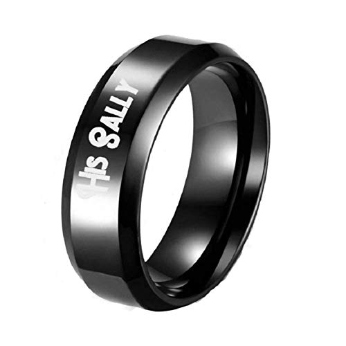 6mm His Sally Black Stainless Steel Romantic Women Ring Promise Anniversary Engagement Wedding Band (Her Size 8)3