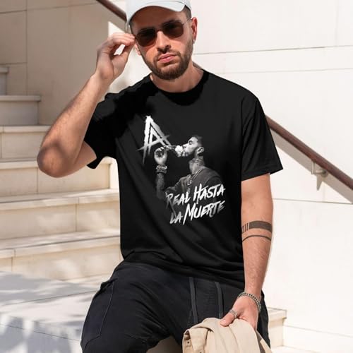 Anuel Music Aa T Shirt Men's Short Sleeve Crewneck Top Casual Tee Shirts Cloth Black3