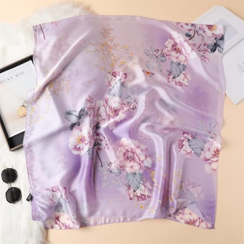 Image of Floral Printed Silk stole | silk Scarf for Women | stylish silk stole for women | Soft Lightweight Stole, Shawl & Neck Wrap | Scarf for Wedding, Party, Travel & Casual Wear