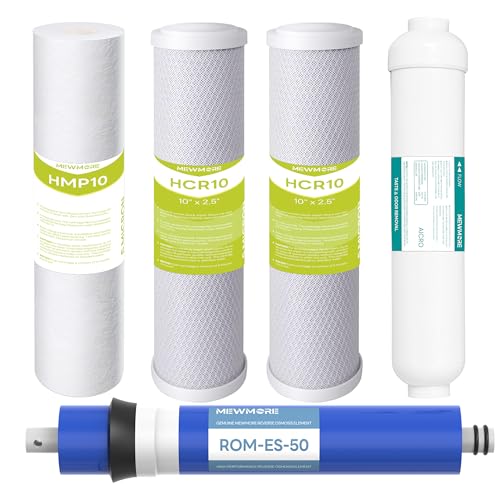 MewMore 5 Stage 50 GPD RO Water Filter Replacement Set, Fit for APEC Reverse Osmosis System (Essence & Ultimate Series), 1/4" Output by MewMore - Used condition - US$24.32