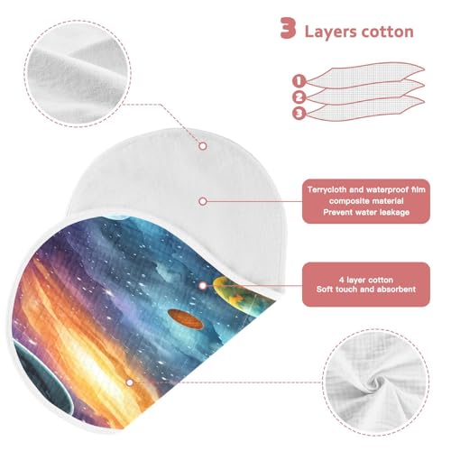 J JOYSAY Moon Planets Nebula Dark Baby Burp Cloths for Boys Girls Large 22''x11'' Cotton 4 Layer Newborn Towel for Infant one sizex13