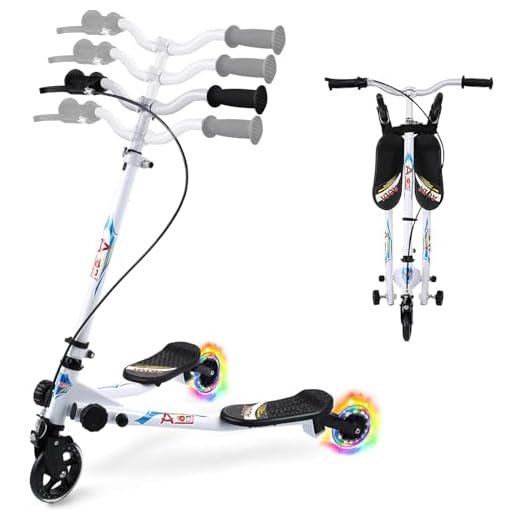 AODI Y Flicker Scooter for Kids, 3 Wheels Swing Scooters Foldable Tri Slider Foldable Push Drifting with Adjustable Handle & 2 Rear LED Wheels for Boys and Girls Ages 3-10 (Multiple Colors)