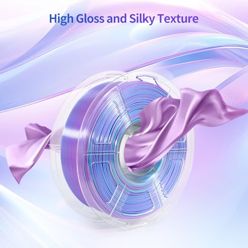 Image of IEMAI Silk PLA Filament 1.75mm 1kg, Dual-Color Gradient Blue to Purple 3D Printer Filament, Silky Glossy Finish, Tough & Neatly Wound for DIY, Artistic & Home Decor