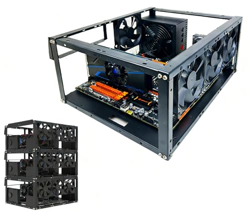 E02 PC Test Bench, Gabinete de Computadora de Aire Abierto - Chasis DIY de Marco Abierto Apilable Compatible con Placas Base ATX, Micro ATX, E-ATX, X79, X99