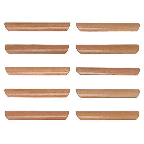 Doublelife 10Pcs Wood Unfinished Furniture Pulls Handles - Kitchen Drawer Wardrobe Cupboard Knobs(Hole-To-Hole Distance 128Mm) #TOP7