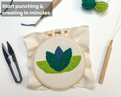 Dabline Punch Needle Kit for Beginners and Adults Set of 6 | Stress Relief DIY Craft - Complete Punch Needle Starter Kit with Designs & Supplies